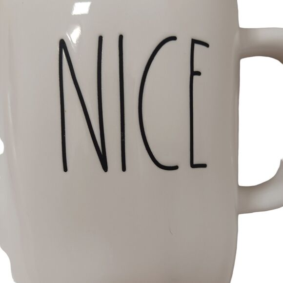 Rae Dunn Oversized Cup " NICE " Coffee Mug Tea WHITE Farmhouse Oversized Artsy - Picture 2 of 13